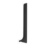 Nahaufnahme einer rechten Endkappe Sockelleiste aus schwarz pulverbeschichtetem Aluminium #A0005090 #A0005095