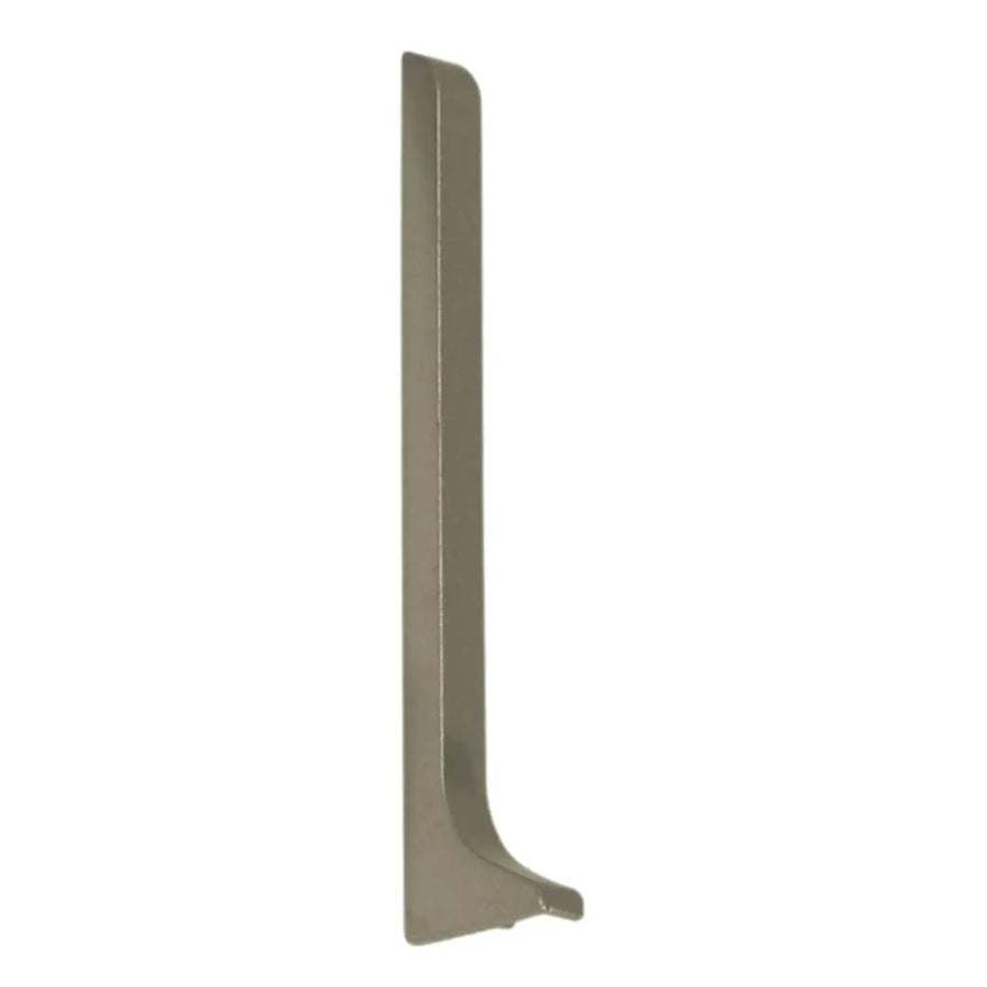 Nahaufnahme einer linken Endkappe Sockelleiste aus titan eloxiertem Aluminium #A0002064 #A0002069 #A0002074