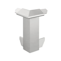Front view of the silver anodised outside corner for balcony angle profile with drip edge. 60 mm panel height #A0003310
