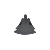 Close-up view of the black powder-coated wall connection profile COVE outside corner #A0005064