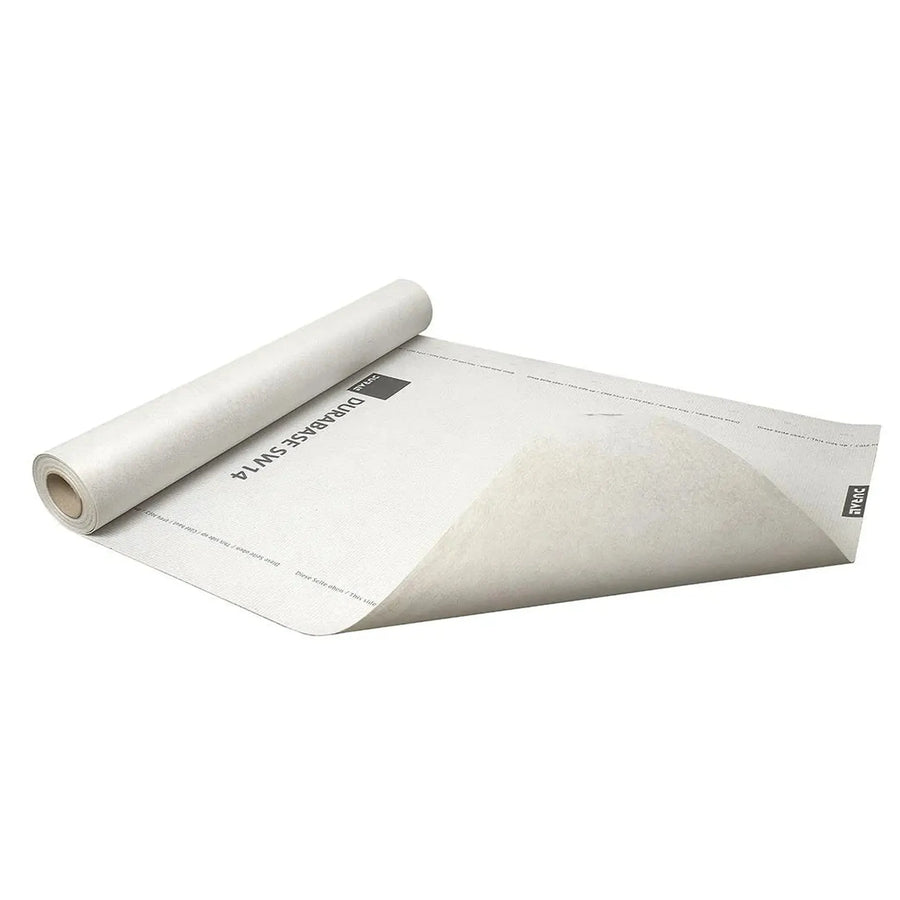 Nahaufnahme einer zum Teil ausgerollten, weißen DURAL Trittschallmatte DURABASE SW14