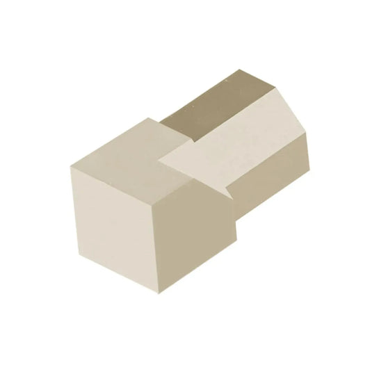 Nahaufnahme einer diamantförmigen DURAL Innenecke für das Diamantprofil Aluminium in sandfarben.