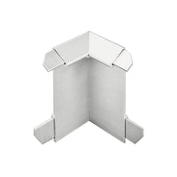Close-up of the silver anodised inside corner balcony angle profile drip edge with 60 mm panel #A0003311