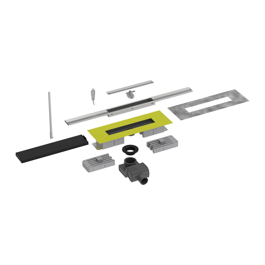 Kürzbare Duschrinne Edelstahl gebürstet mit 101mm Einbauhöhe in Einzelteilen #A0005320
#A0005326
#A0005332
