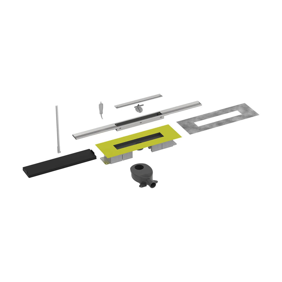Kürzbare Duschrinne Edelstahl gebürstet mit 71mm Einbauhöhe in Einzelteilen #A0005317
#A0005323
#A0005329
