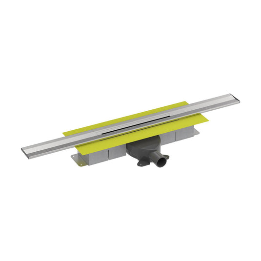 Kürzbares Duschrinnen Komplettset für den Wandanschluss mit einem gebürstetem Rost und 71mm Einbauhöhe. #A0005335
#A0005341
#A0005347
