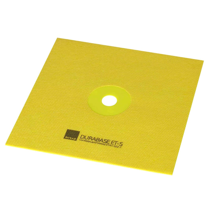 12 mal 12 cm Dichtmanschette DURABASE ET-S in Gelb mit mittiger Öffnung für Rohre #A0001993