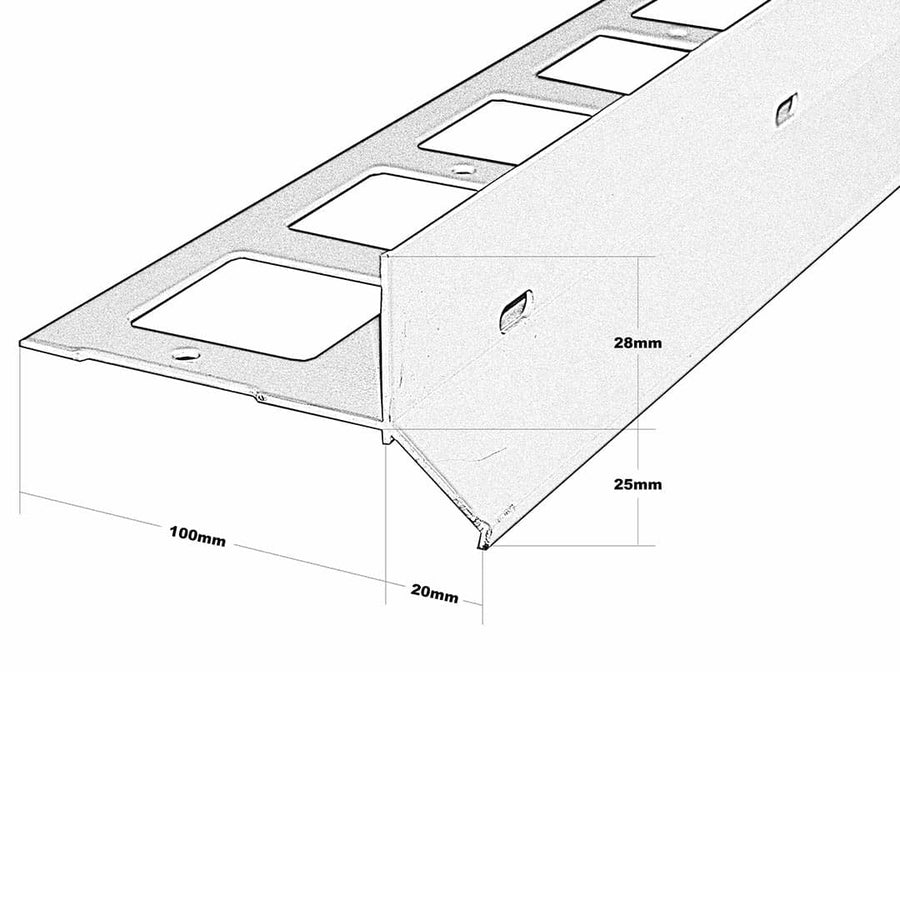 Dessin coté du profilé de balcon en forme de Y avec fentes de drainage Hauteur totale 53mm #FR0001287
#FR0003433