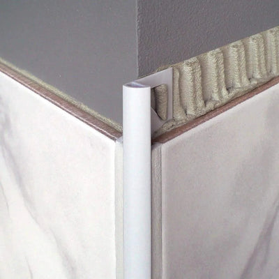 Profilé pour carrelage quart de rond alu blanc – Vue 2