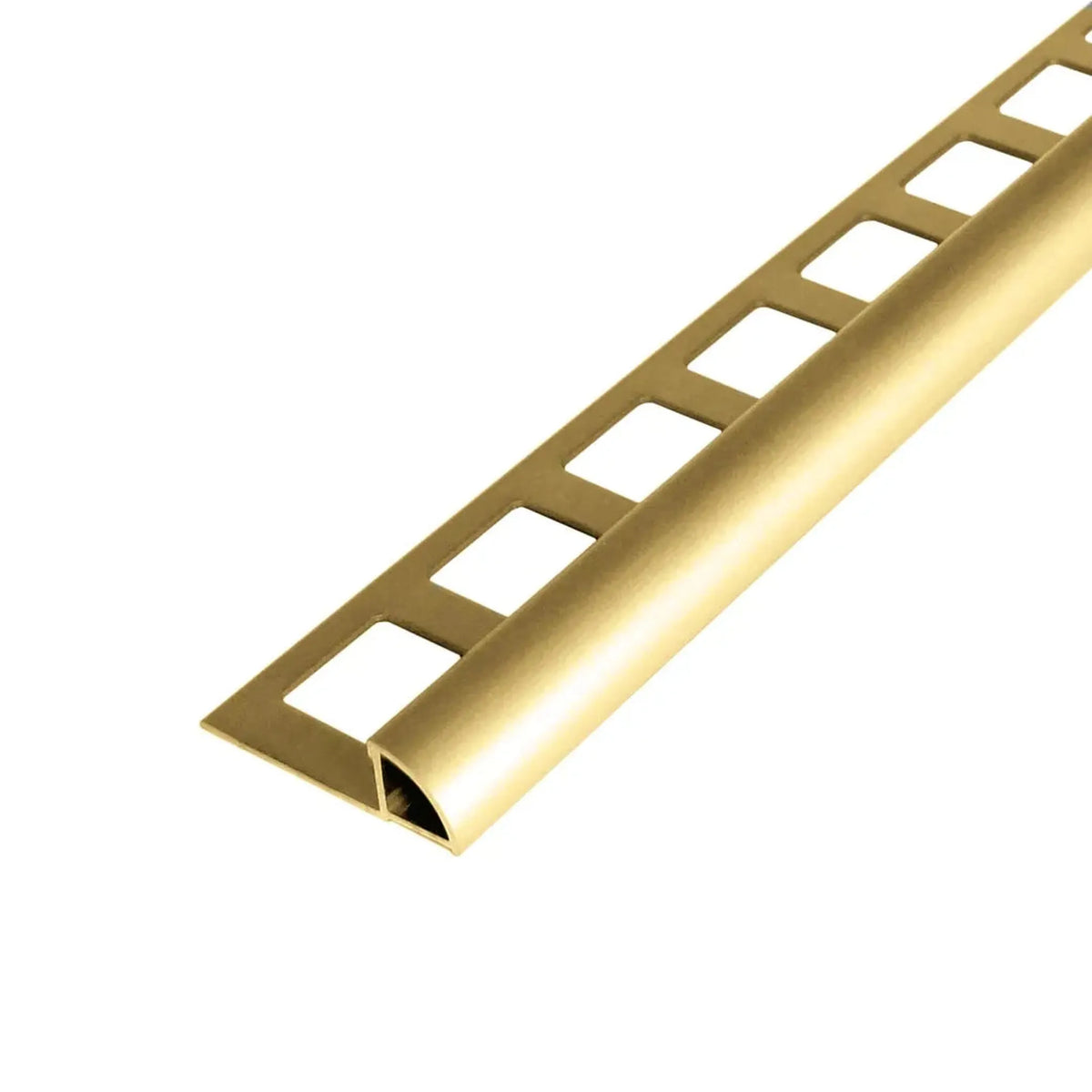 Closed quarter round profile aluminium gold anodised with matt appearance and square punching #A0001169 #A0001217