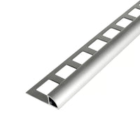 Detailed view of the quarter round profile aluminium silver anodised with matt appearance and square punching