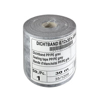 30 m graues Abdichtungsband aus PP/PE auf einer Rolle mit Etikett #farbe_120-mm