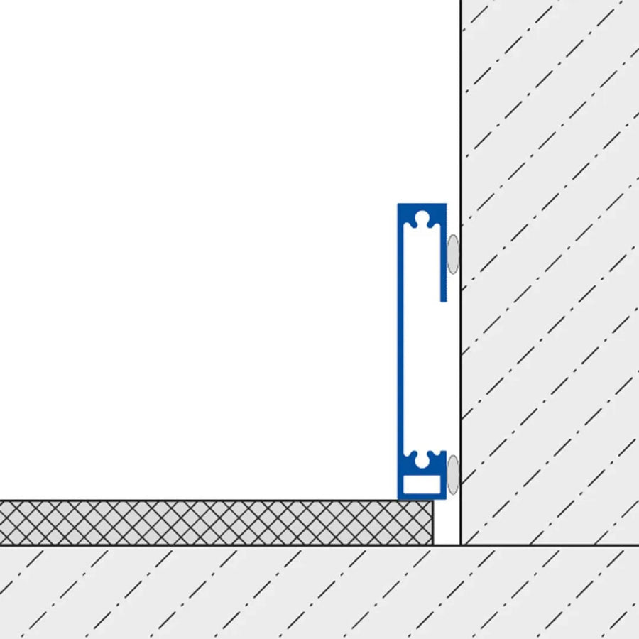 Zweidimensionale Skizze einer an der Wand angebrachten Sockelleiste Square