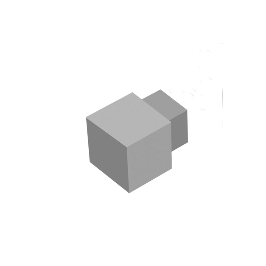 Nahaufnahme eines quadratischen DURAL Eckstücks für das Quadratprofil Aluminium in betongrau.