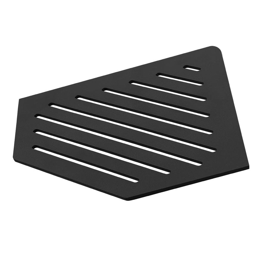 Detailbild schwarze TI-SHELF fünfeckige Eckablage Aluminium mit Line-Muster #A0004292