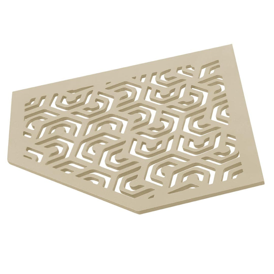 Detailbild sandfarbene TI-SHELF fünfeckige Eckablage Aluminium mit Penta-Muster #A0004326
