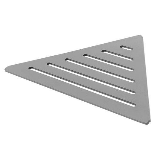 Detailbild betongraue TI-SHELF dreieckige Eckablage Aluminium mit Line-Muster #A0004312