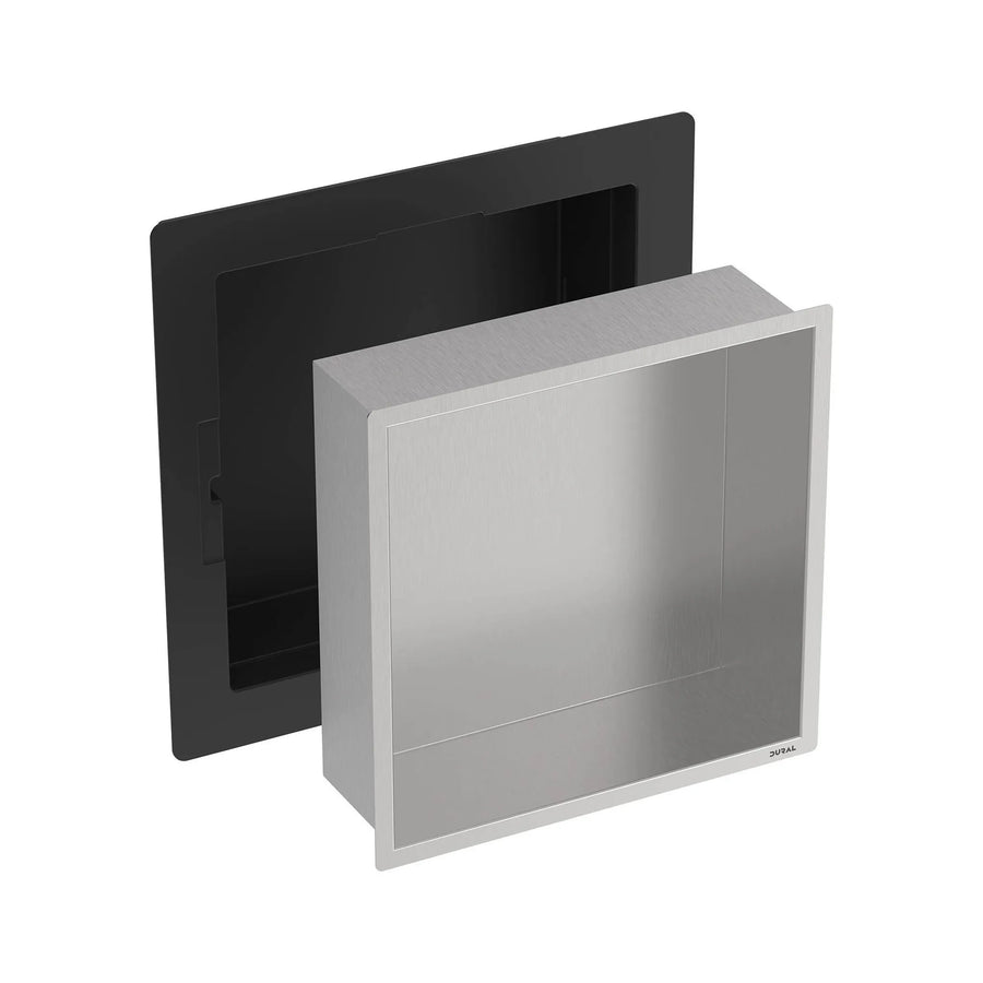 Wandnische aus Edelstahl gebürstet 300x300 mm mit befliesbarem Rahmen
#A0005358
